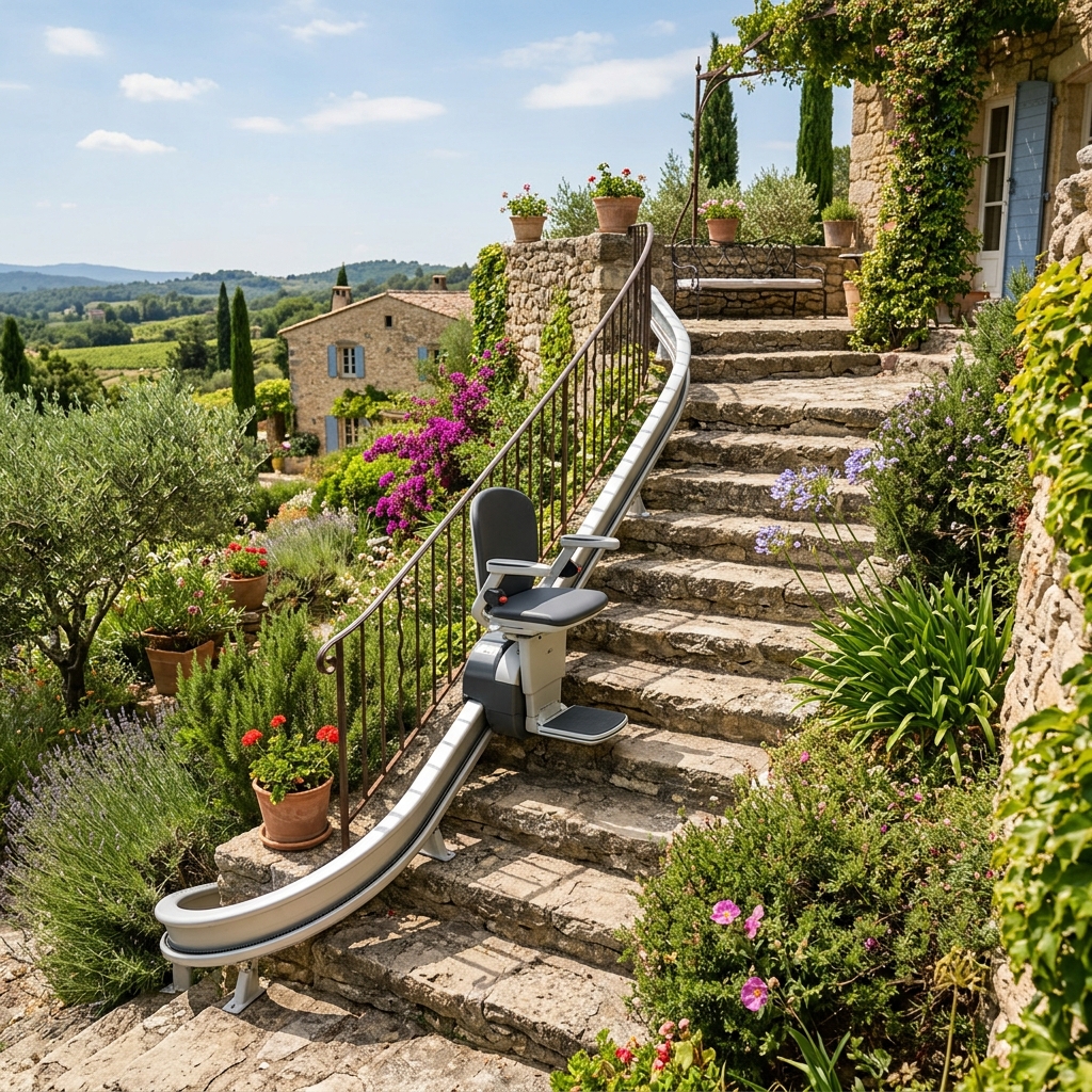 Monte-Escalier Extérieur en Provence : Jardin & Terrasses